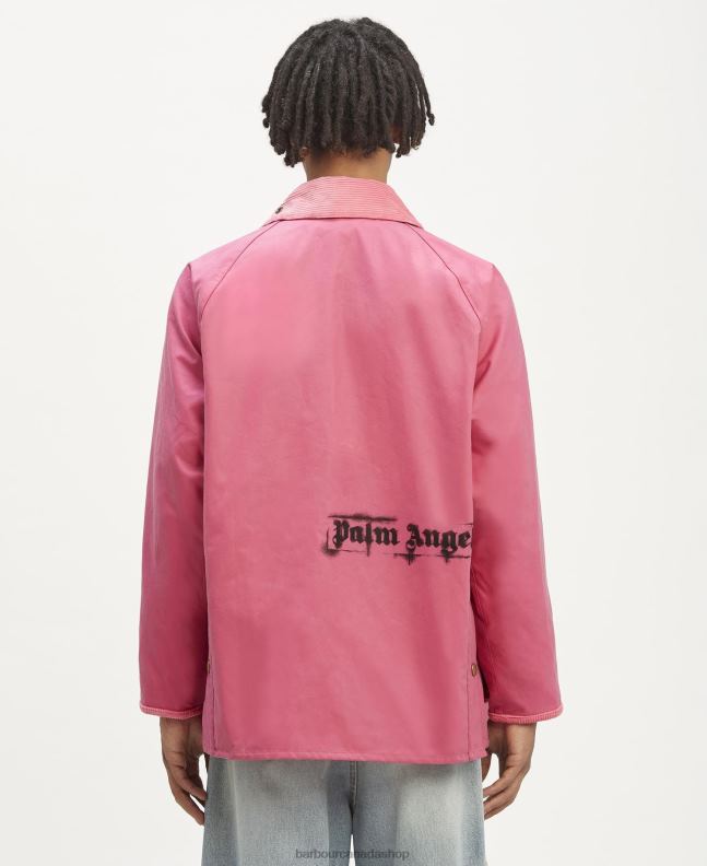 Palm Angels x Barbour Clothing Men Hot Pink Malik Bedale Wax Jacket 2BB2F72