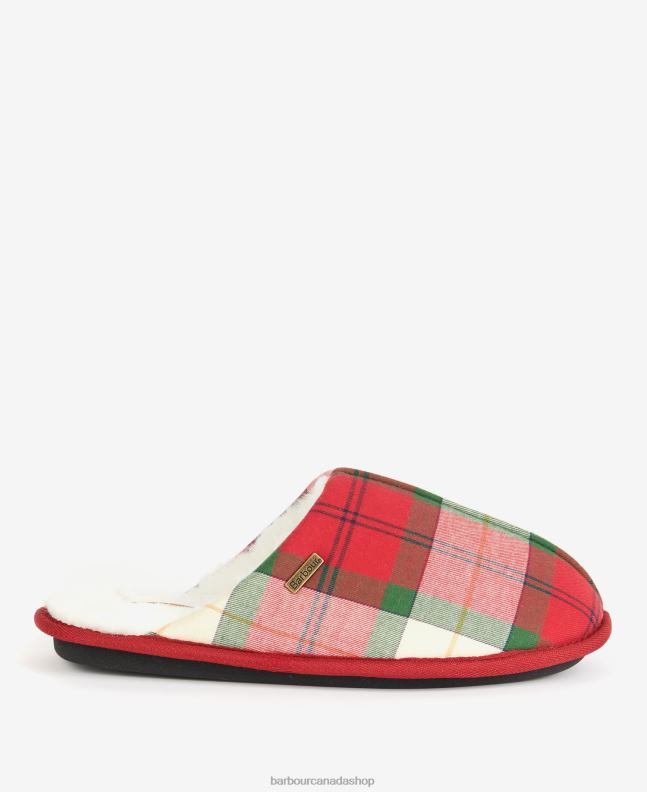 Barbour Footwear Men Berry Red Tartan Young Slippers 2BB2F1254