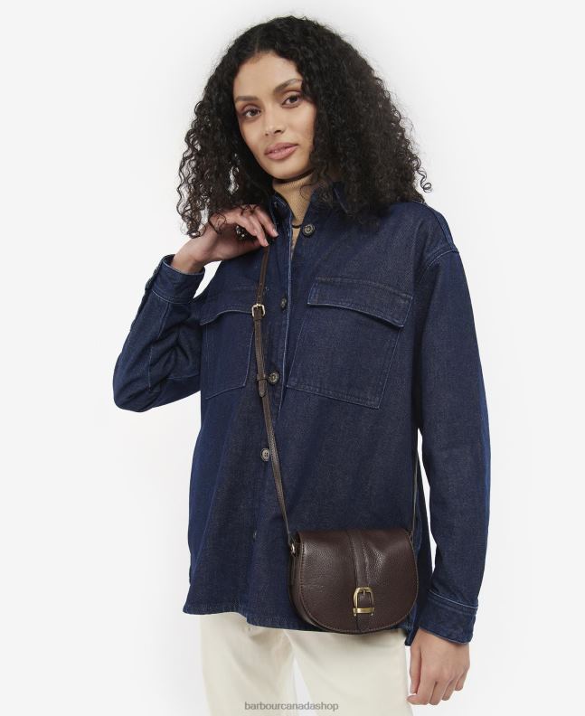 Barbour Accessories Women Dark Brown Laire Leather Saddle Bag 2BB2F2405