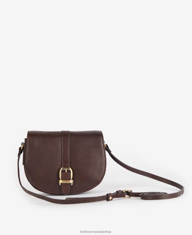 Barbour Accessories Women Dark Brown Laire Leather Saddle Bag 2BB2F2405