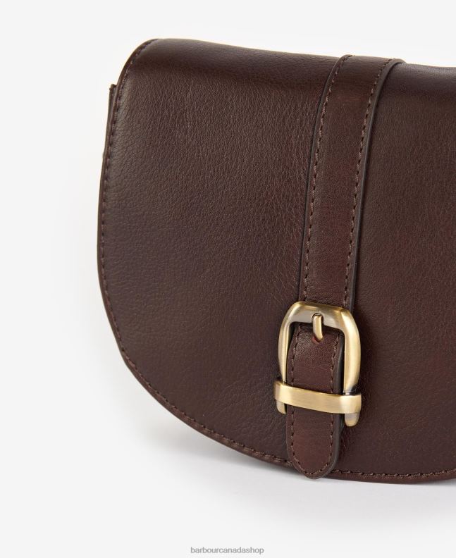 Barbour Accessories Women Dark Brown Laire Leather Saddle Bag 2BB2F2405