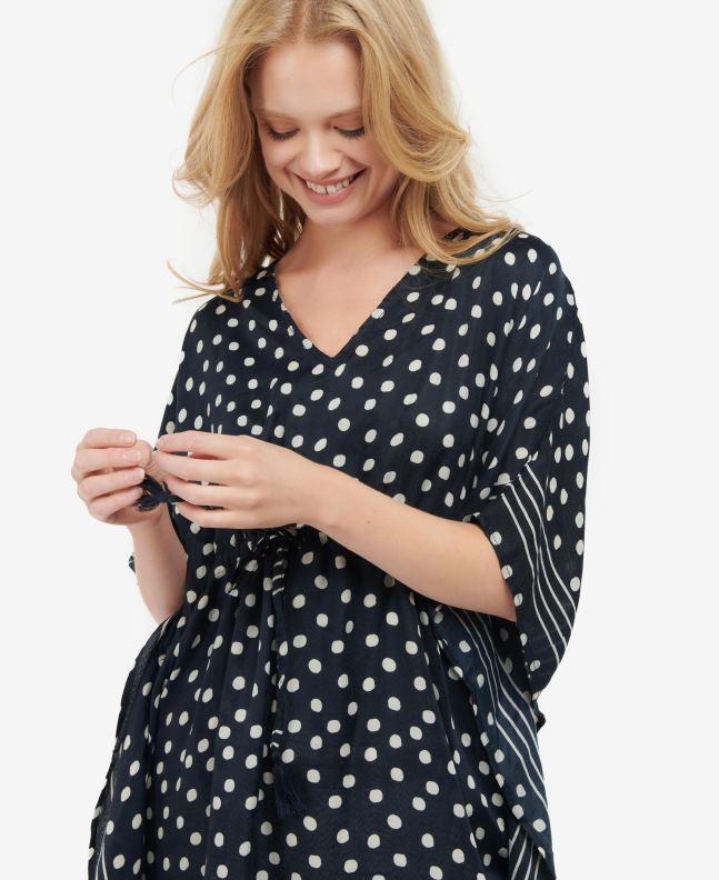 Barbour Accessories Women Classic Navy Polka Dot Beach Kaftan 2BB2F2460