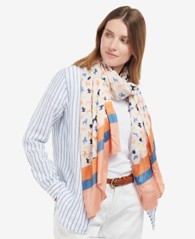 Barbour Accessories Women Classic White Dog Print Scarf 2BB2F2456
