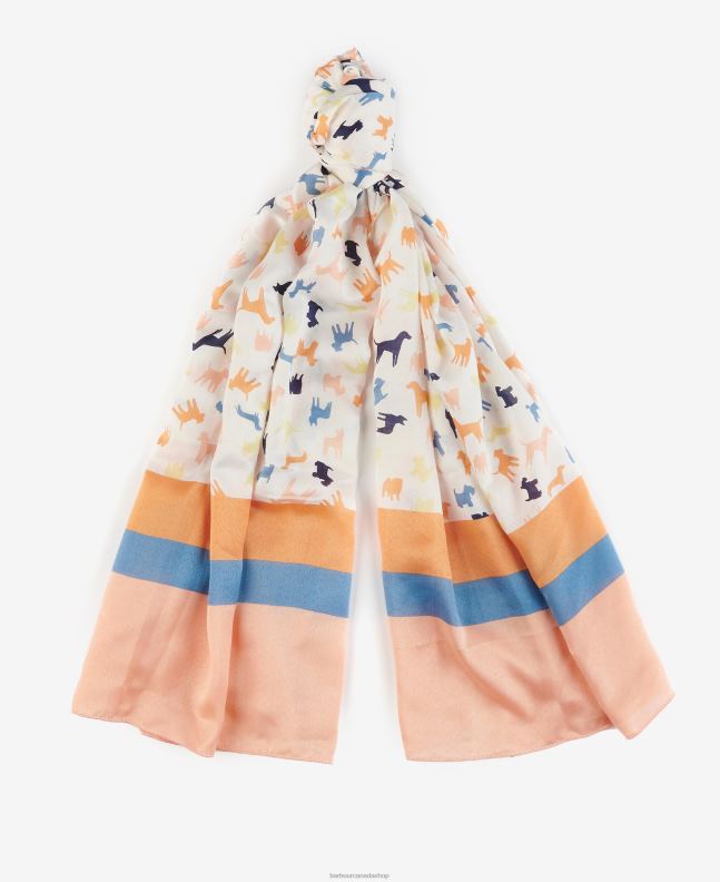 Barbour Accessories Women Classic White Dog Print Scarf 2BB2F2456