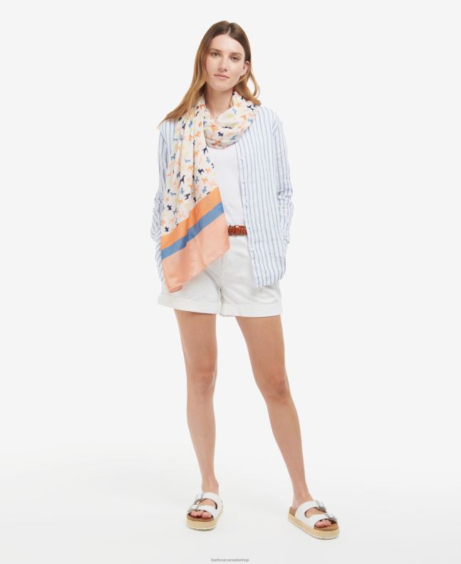 Barbour Accessories Women Classic White Dog Print Scarf 2BB2F2456