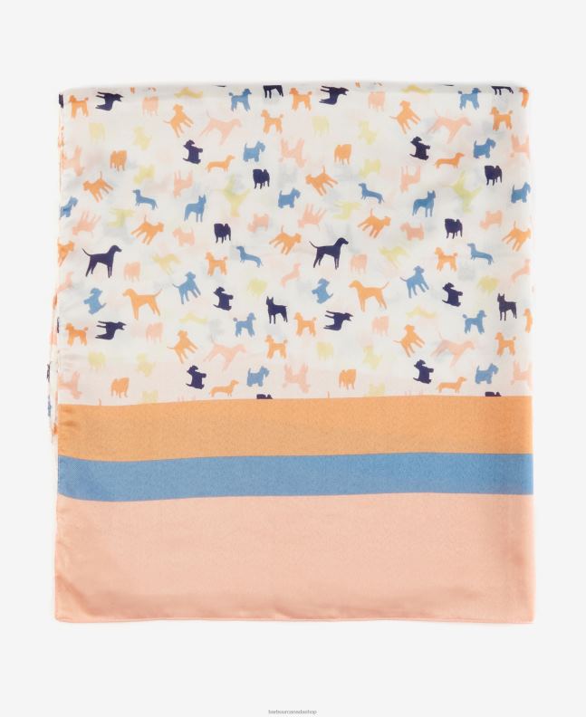 Barbour Accessories Women Classic White Dog Print Scarf 2BB2F2456