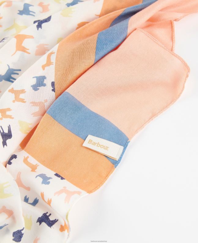Barbour Accessories Women Classic White Dog Print Scarf 2BB2F2456