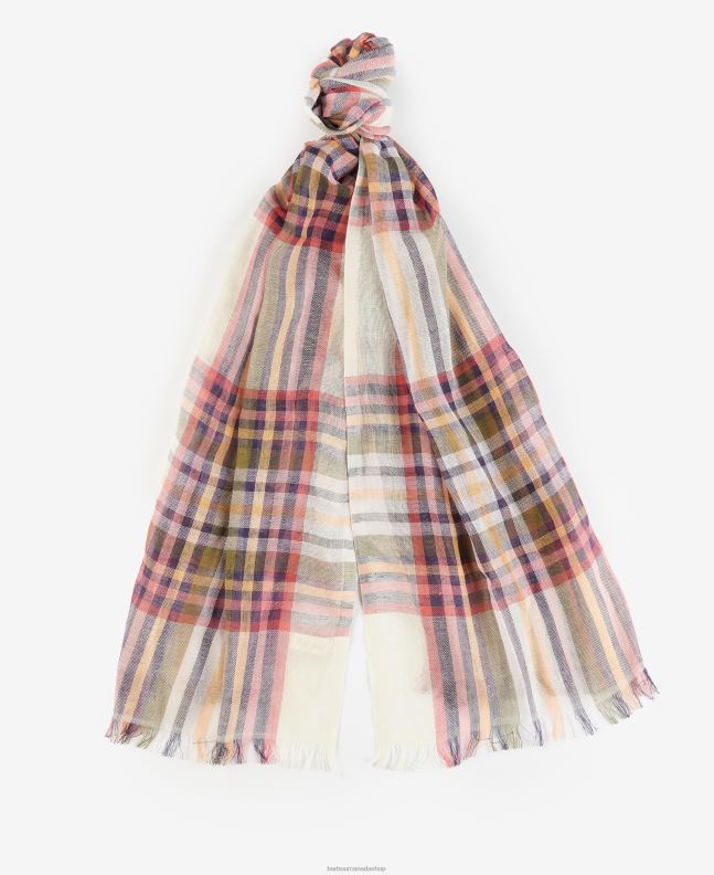 Barbour Accessories Women Classic White Summer Lonnen Checked Scarf 2BB2F2459