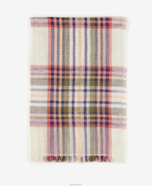 Barbour Accessories Women Classic White Summer Lonnen Checked Scarf 2BB2F2459
