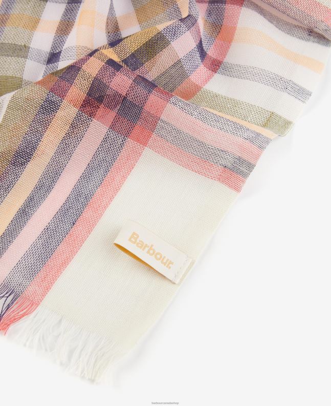 Barbour Accessories Women Classic White Summer Lonnen Checked Scarf 2BB2F2459