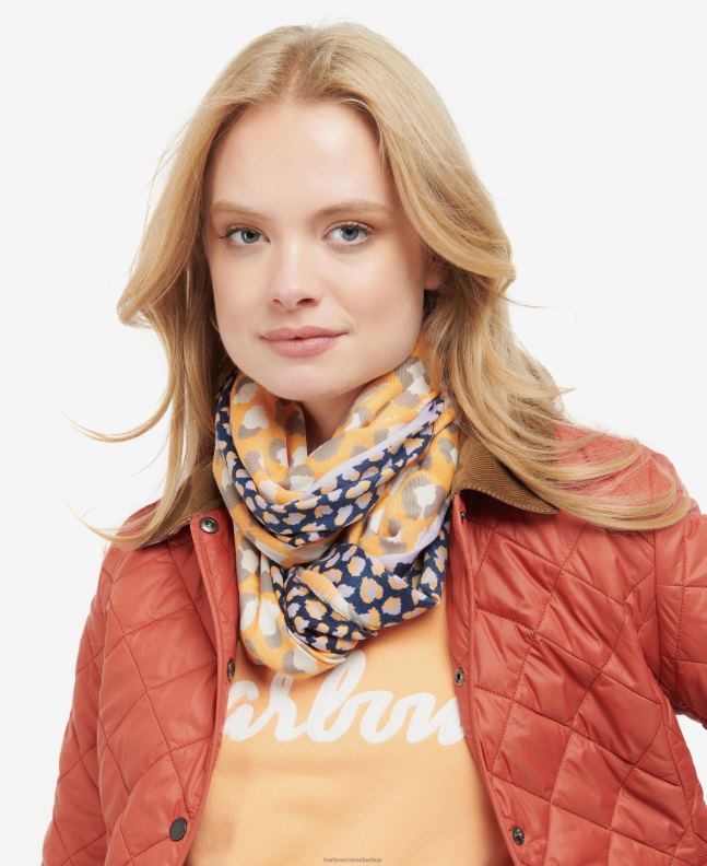 Barbour Accessories Women Papaya Animal Print Scarf 2BB2F2455