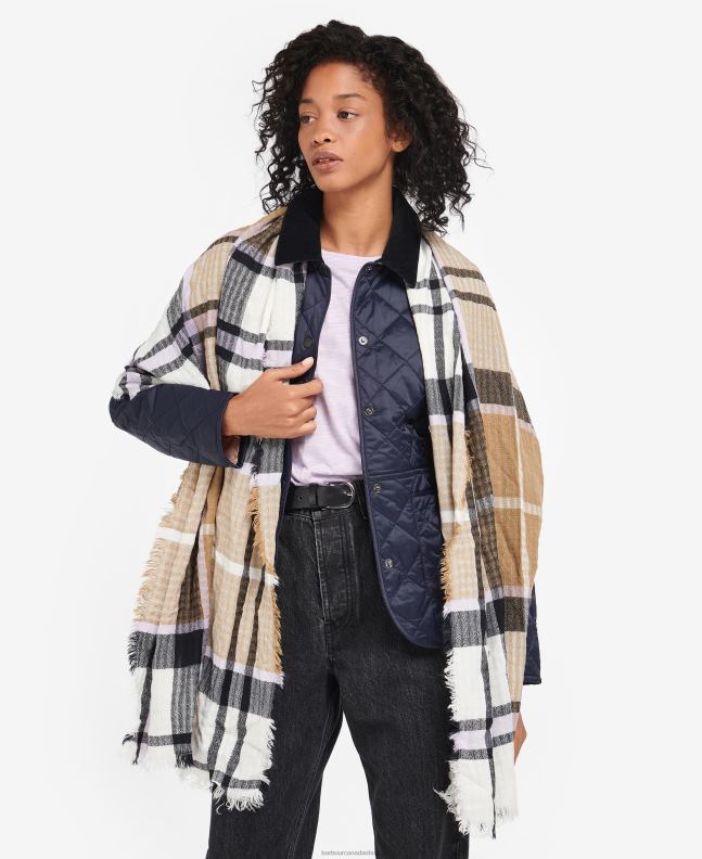 Barbour Accessories Women Trench/Navy Faith Tartan Wrap 2BB2F2457