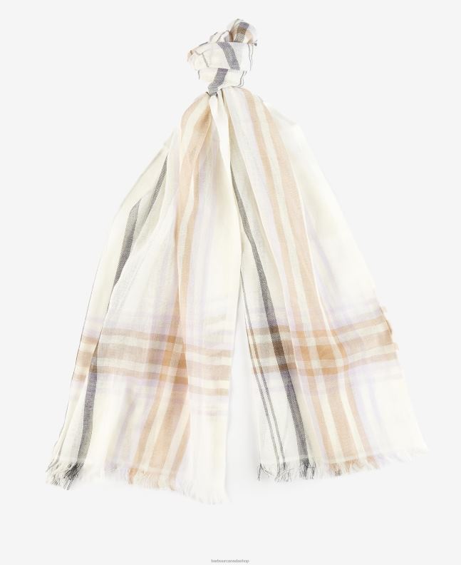 Barbour Accessories Women Whisper White Erin Tartan Scarf 2BB2F2444