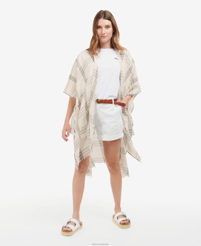 Barbour Accessories Women Whisper White Jade Checked Scarf 2BB2F2445