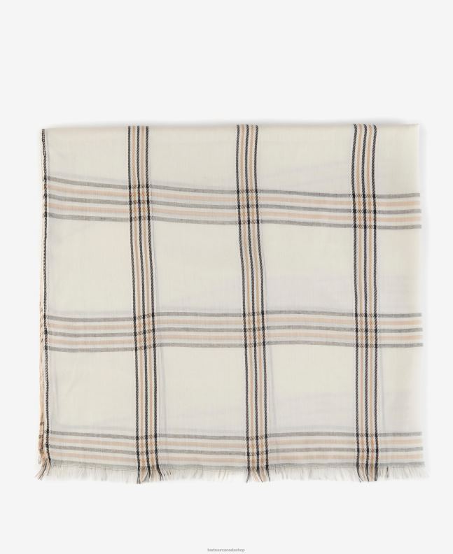 Barbour Accessories Women Whisper White Jade Checked Scarf 2BB2F2445