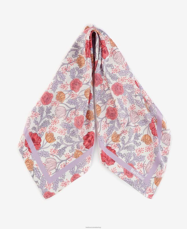 Barbour Accessories Women White/Lavender Floral-Print Square Scarf 2BB2F2453