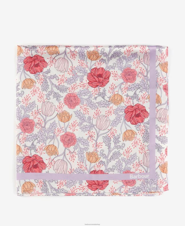 Barbour Accessories Women White/Lavender Floral-Print Square Scarf 2BB2F2453