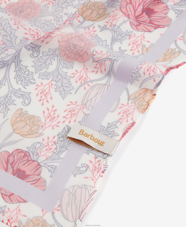 Barbour Accessories Women White/Lavender Floral-Print Square Scarf 2BB2F2453