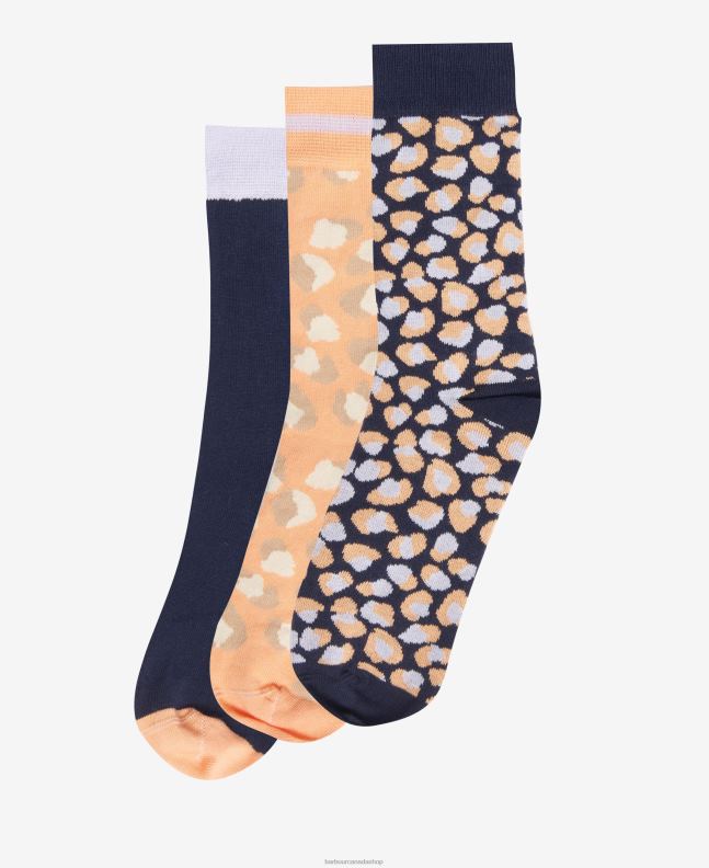 Barbour Accessories Women Papaya Animal Print Socks Gift Set 2BB2F2466