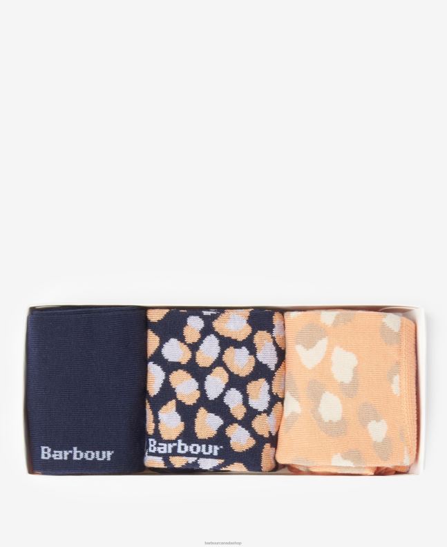 Barbour Accessories Women Papaya Animal Print Socks Gift Set 2BB2F2466