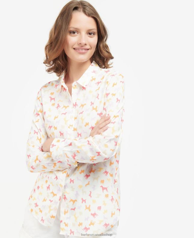 Barbour Clothing Women Cloud/Multi Dog Print Safari Shirt 2BB2F1598