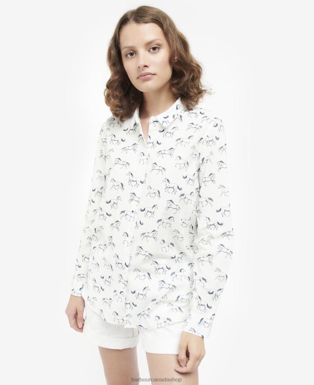 Barbour Clothing Women Cloud/Multi Dog Print Safari Shirt 2BB2F1607