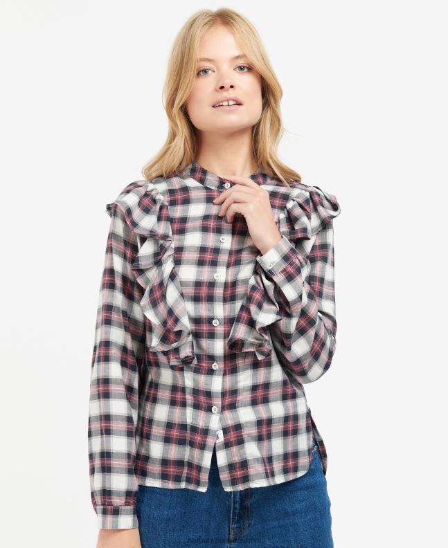 Barbour Clothing Women Cloud/Navy Check Pearl Shirt 2BB2F1627