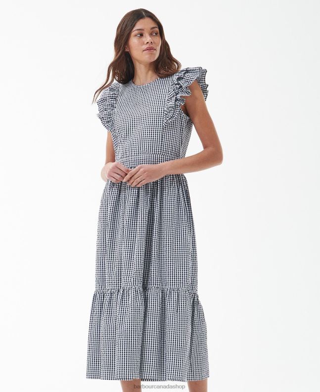 Barbour Clothing Women Navy Check Thistle Midi Dress 2BB2F1829