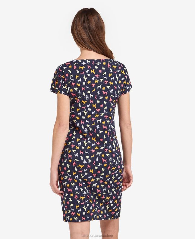 Barbour Clothing Women Navy Story Print Harewood Print Dress 2BB2F1897
