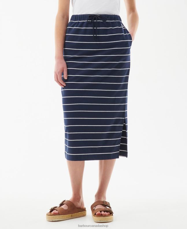 Barbour Clothing Women Navy Stripe Overland Skirt 2BB2F1904