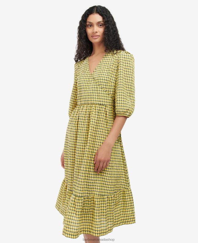 Barbour Clothing Women Sunrise Yellow Check Addison Dress 2BB2F1883