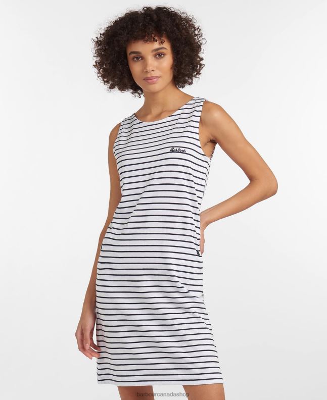 Barbour Clothing Women White/Navy Dalmore Stripe Dress 2BB2F1860