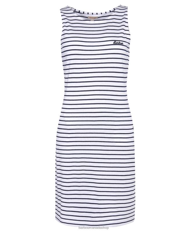 Barbour Clothing Women White/Navy Dalmore Stripe Dress 2BB2F1860