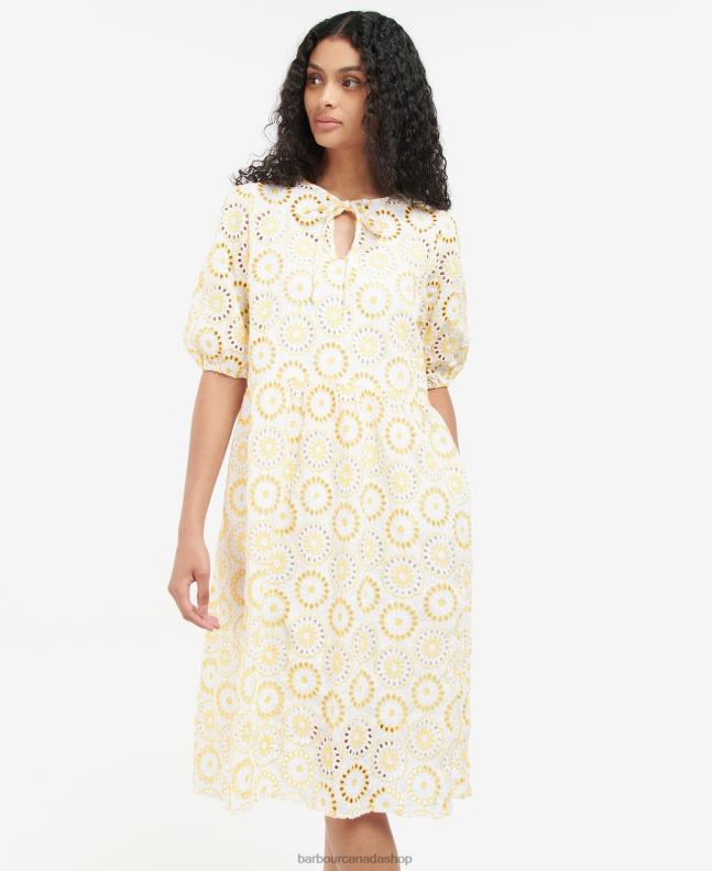 Barbour Clothing Women White/Sunrise Yellow Edis Dress 2BB2F1823