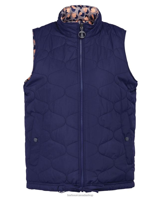 Barbour Clothing Women Eternal Ink/Light Trench Starling Print Printed Reversible Apia Gilet 2BB2F1563