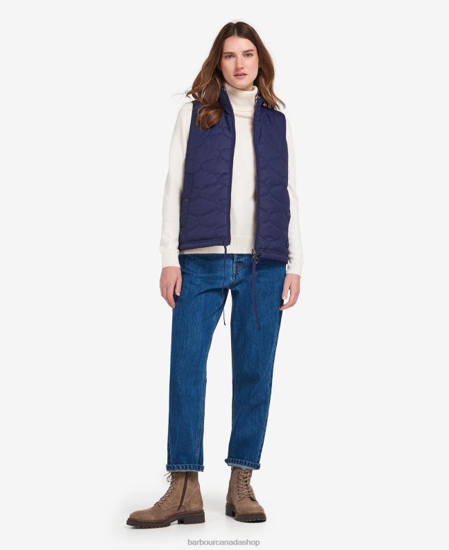 Barbour Clothing Women Eternal Ink/Light Trench Starling Print Printed Reversible Apia Gilet 2BB2F1563