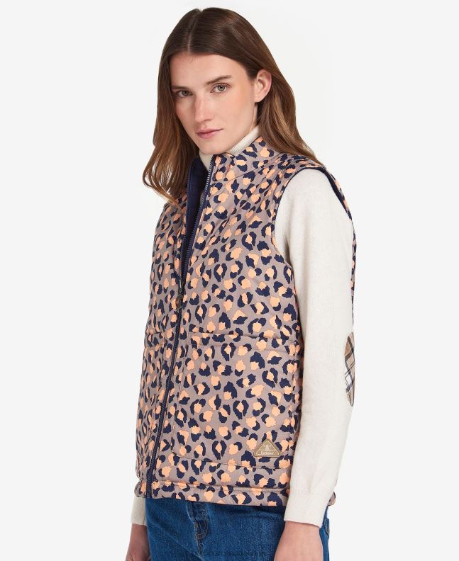 Barbour Clothing Women Eternal Ink/Light Trench Starling Print Printed Reversible Apia Gilet 2BB2F1563