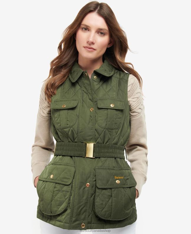 Barbour Clothing Women Light Sand/Dress Belted Defence Gilet 2BB2F1556