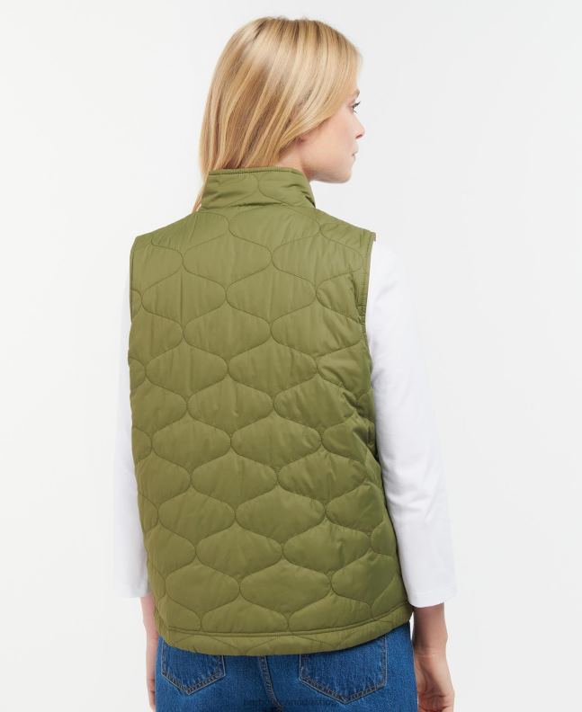 Barbour Clothing Women Olive Tree/Pink Punch Reversible Apia Gilet 2BB2F1566