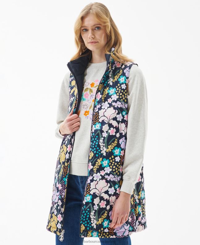 Barbour Clothing Women Olivine/BoTanical Wonder Print Acanthus Reversible Gilet 2BB2F1545