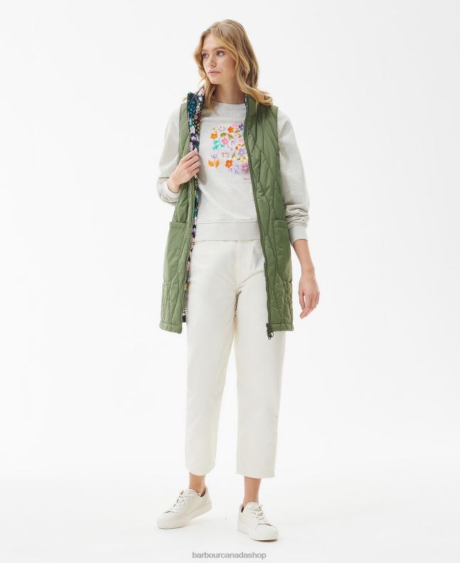 Barbour Clothing Women Olivine/BoTanical Wonder Print Acanthus Reversible Gilet 2BB2F1554