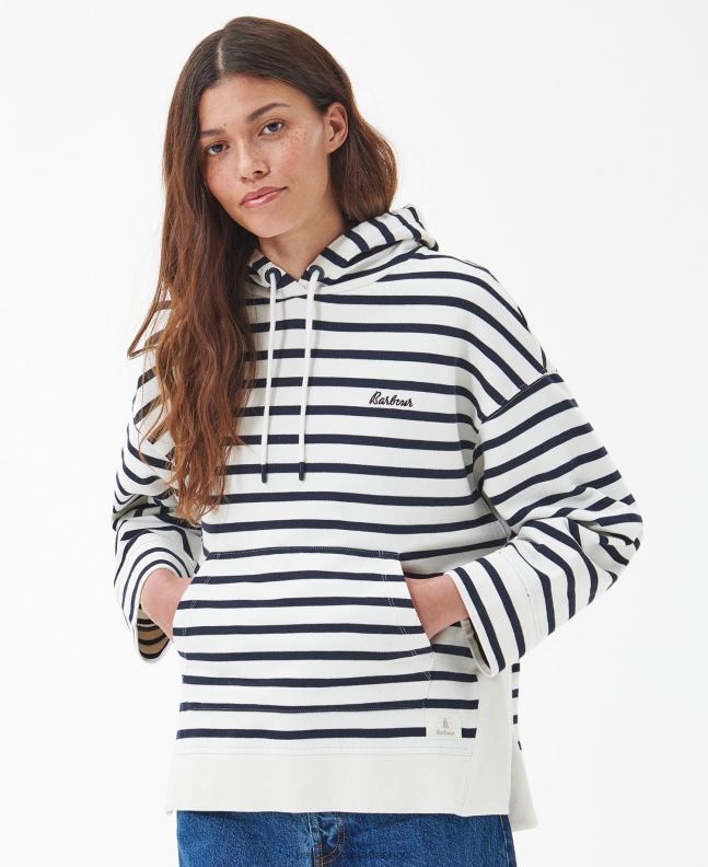 Barbour Clothing Women Navy Stripe Thistle Hoodie 2BB2F1987