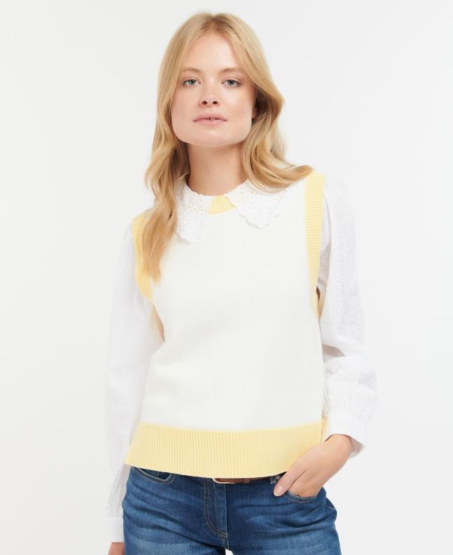Barbour Clothing Women Ecru Dana Knitted Sweater Vest 2BB2F1943