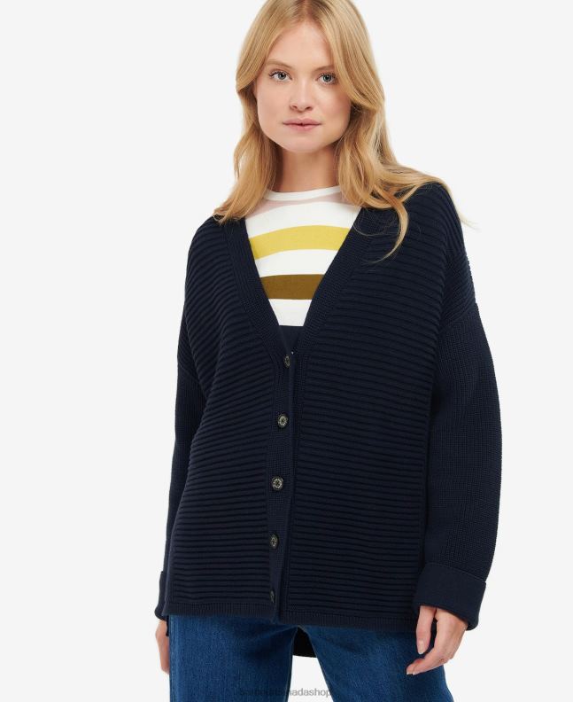 Barbour Clothing Women Navy Stitch Guernsey Button Cardigan 2BB2F1936