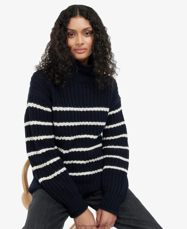 Barbour Clothing Women Navy Stripe Lunan Knit 2BB2F1956