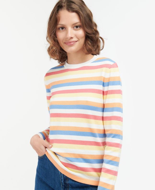 Barbour Clothing Women Off White Stripe Padstow Knit 2BB2F1928