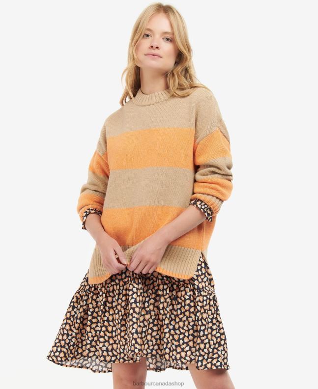 Barbour Clothing Women Papaya Stripe Ezili Knitted Jumper 2BB2F1939