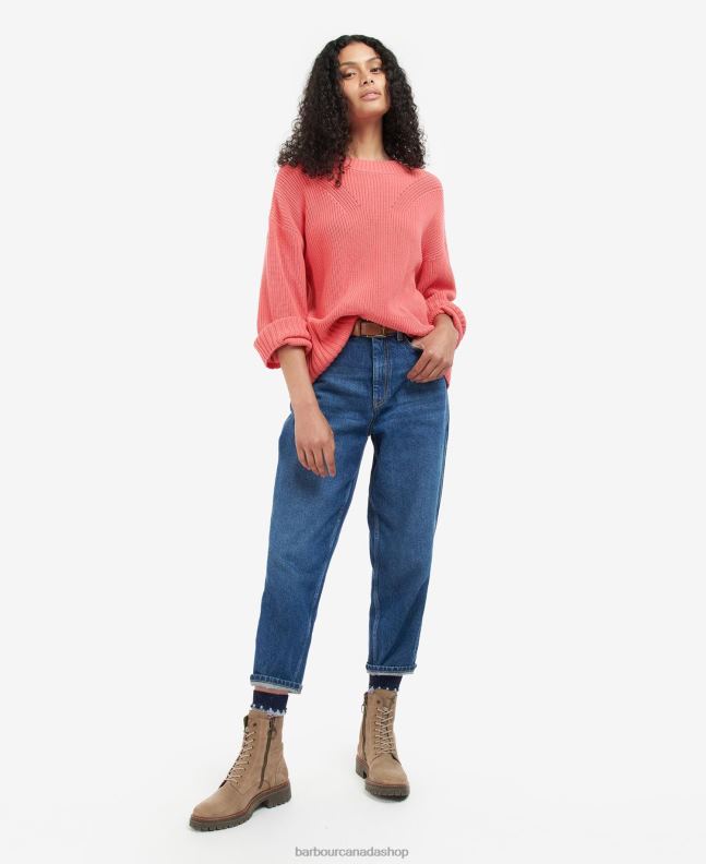 Barbour Clothing Women Pink Punch Coraline Knitted Jumper 2BB2F1966