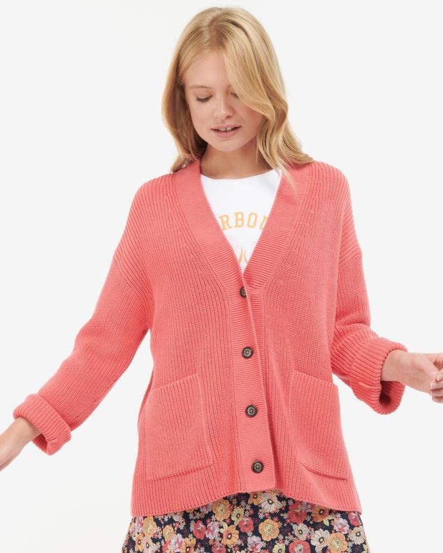 Barbour Clothing Women Pink Punch Ferryside Knitted Cardigan 2BB2F1932