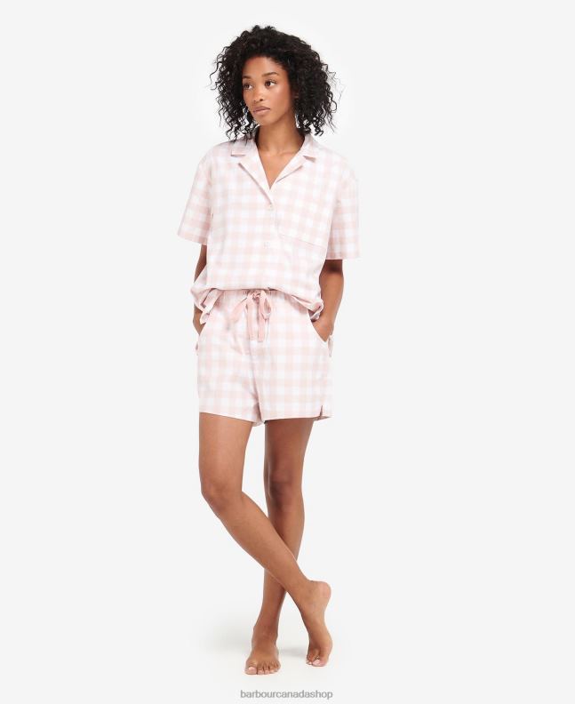 Barbour Clothing Women Light Pink Gingham Etta Gingham PJ Set 2BB2F2035